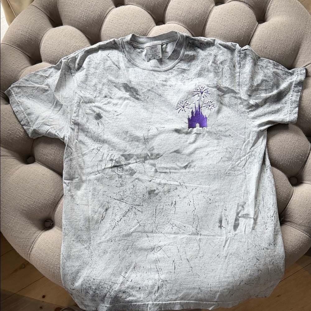 Gray T-Shirt with Purple Castle Design